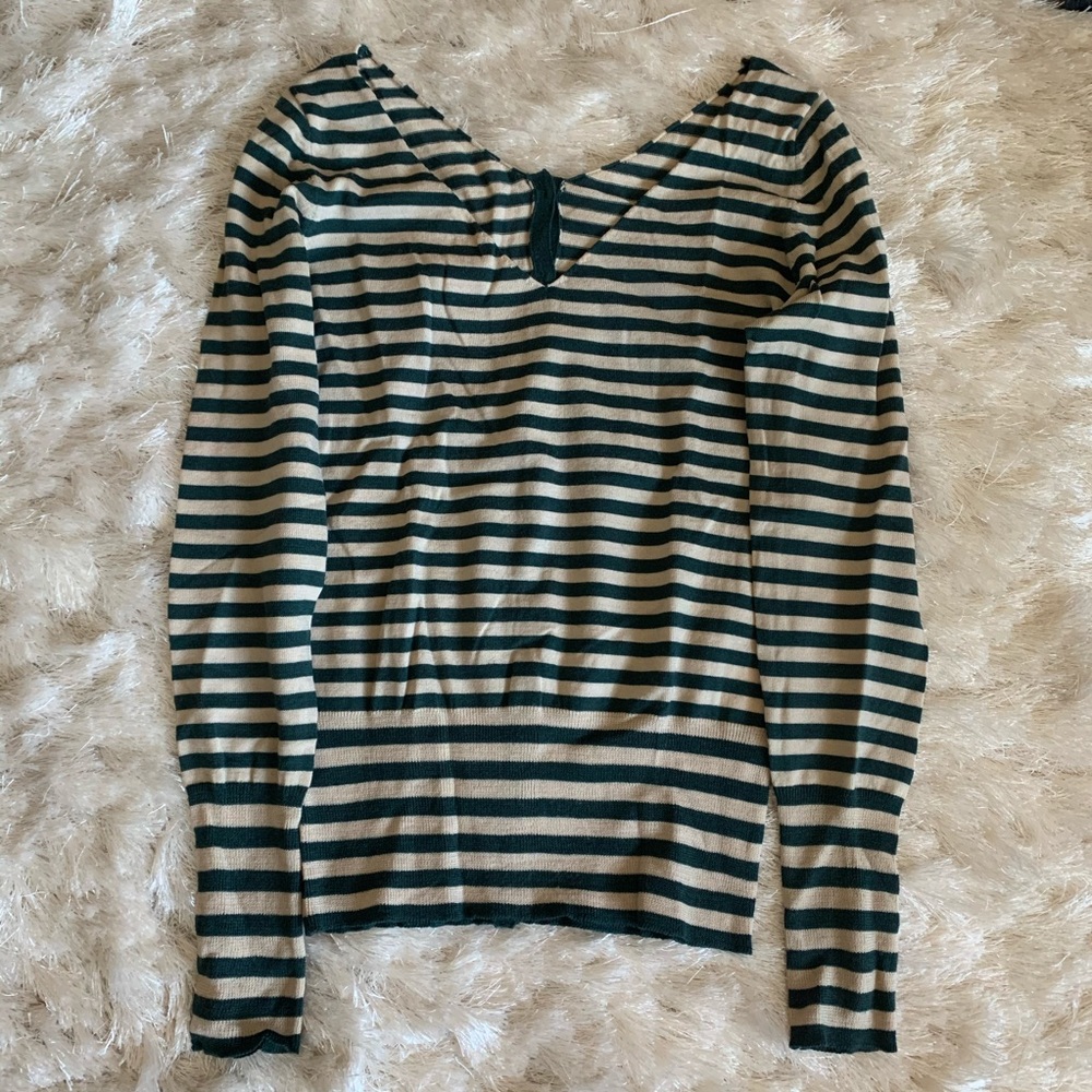 Stripe reversible lightweight sweater